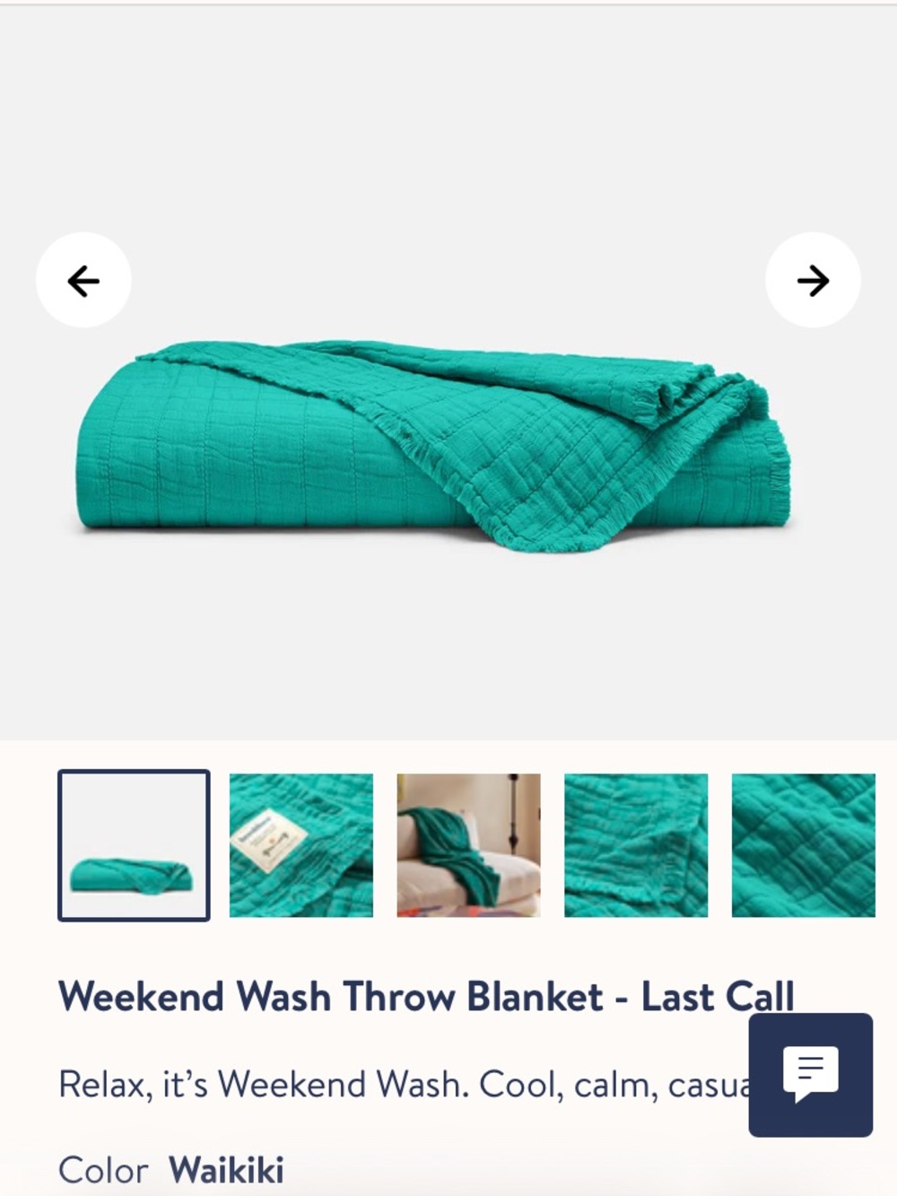 Brooklinen Weekend Wash Throw Blanket Waikiki